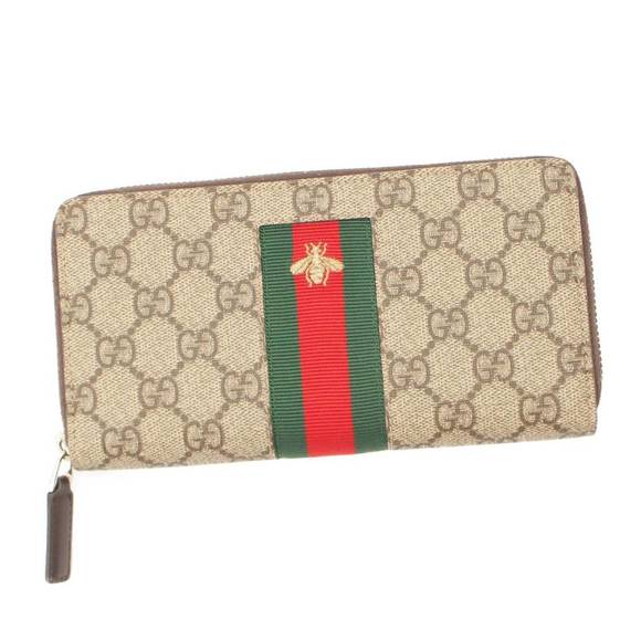 Gucci Handbags - Gucci Zip Around Supreme Beige Web GG Wallet Long
